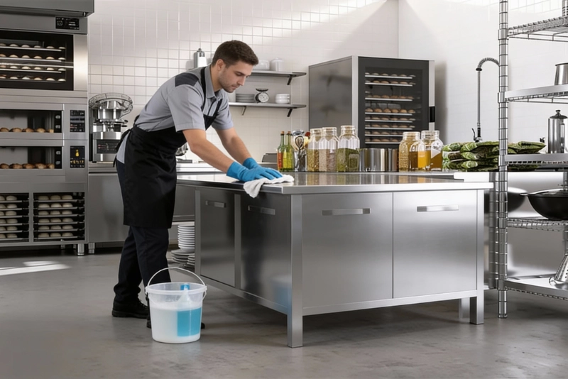 Clean 2 the Kore technician cleaning kitchen